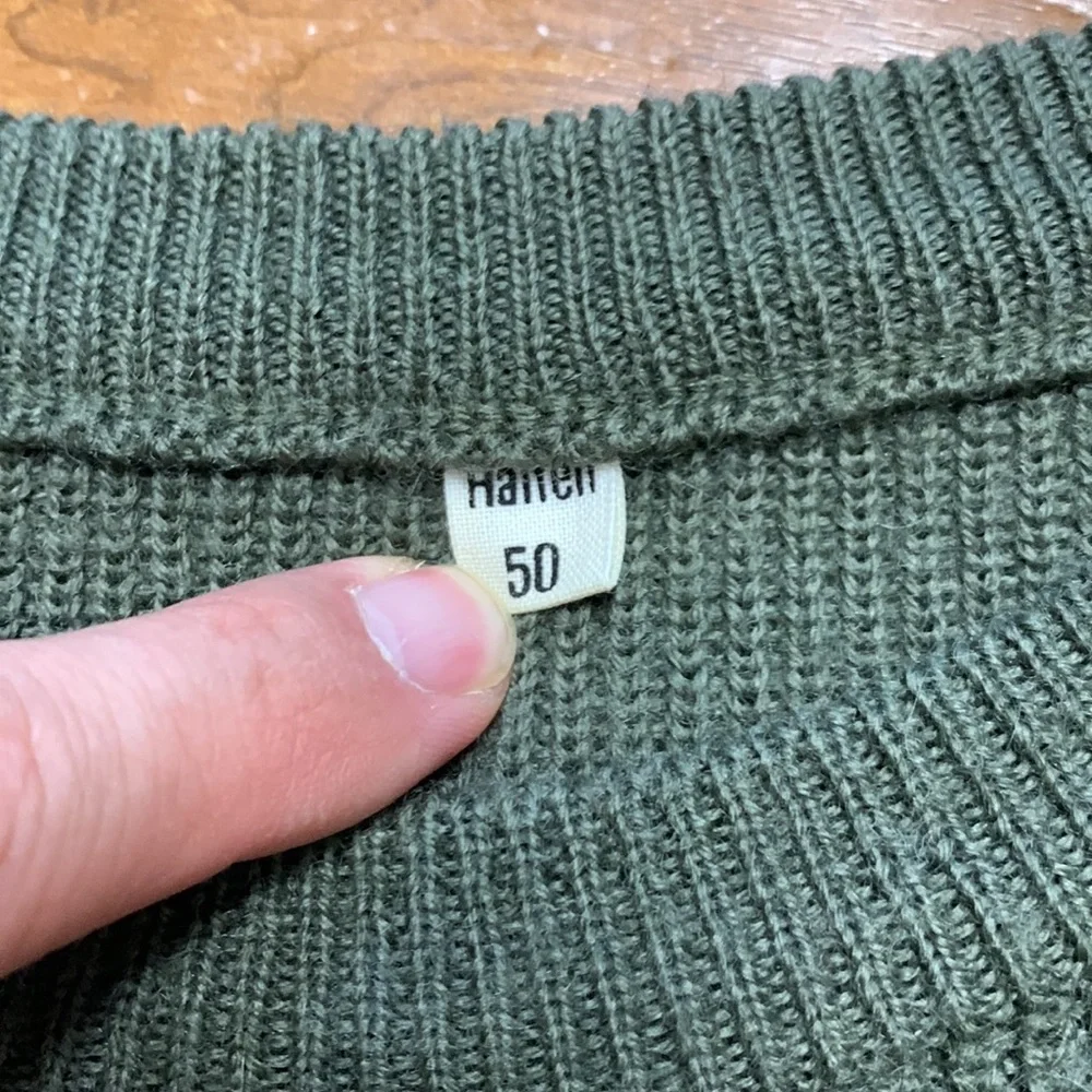 Vintage German Military Men's Olive Green Military-Style Army Wool Knit Sweater